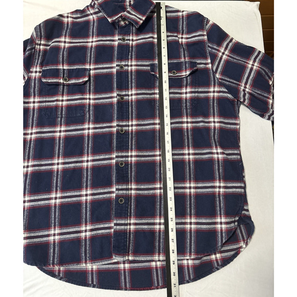 Jachs Men's Brawny 2XL Navy Red Plaid Button Up Flannel Shirt Outdoors Western - Picture 7 of 8